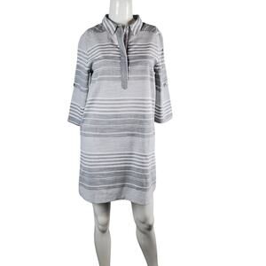 Talori Gray & White Striped 100% Cotton Shirt Dress  Sz Small NWT Coastal Vibe